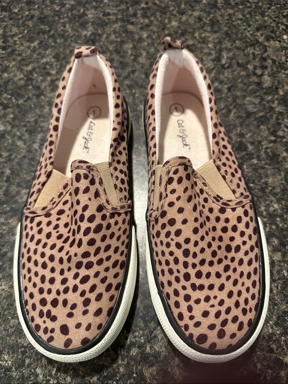 Cat & Jack Mauve Slip-On Sneakers with Dark Brown Spots